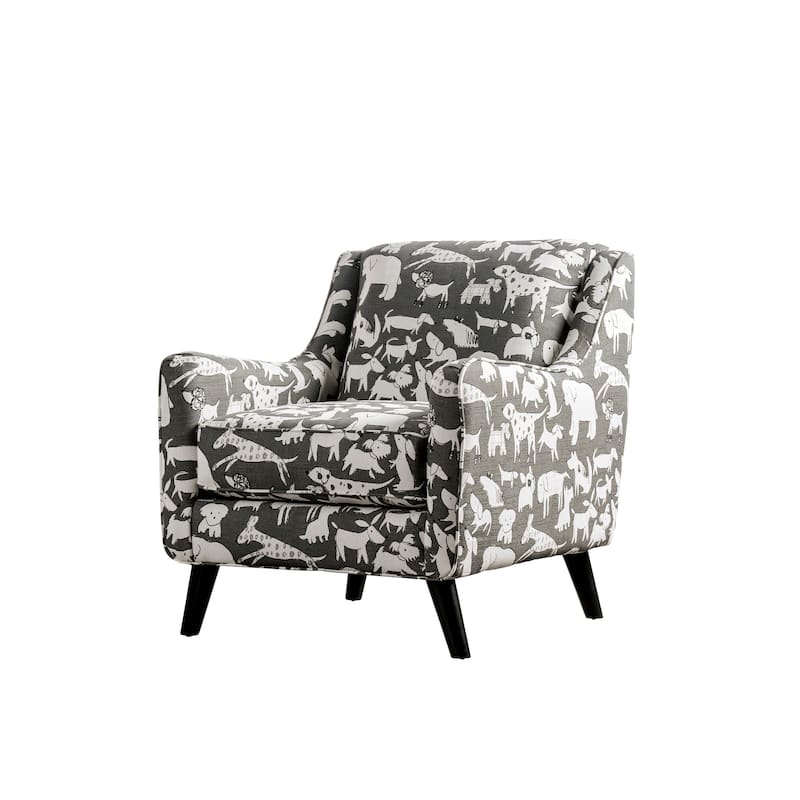 Huma Transitional Ivory Chenille Pet Print Accent Chair by Furniture of America