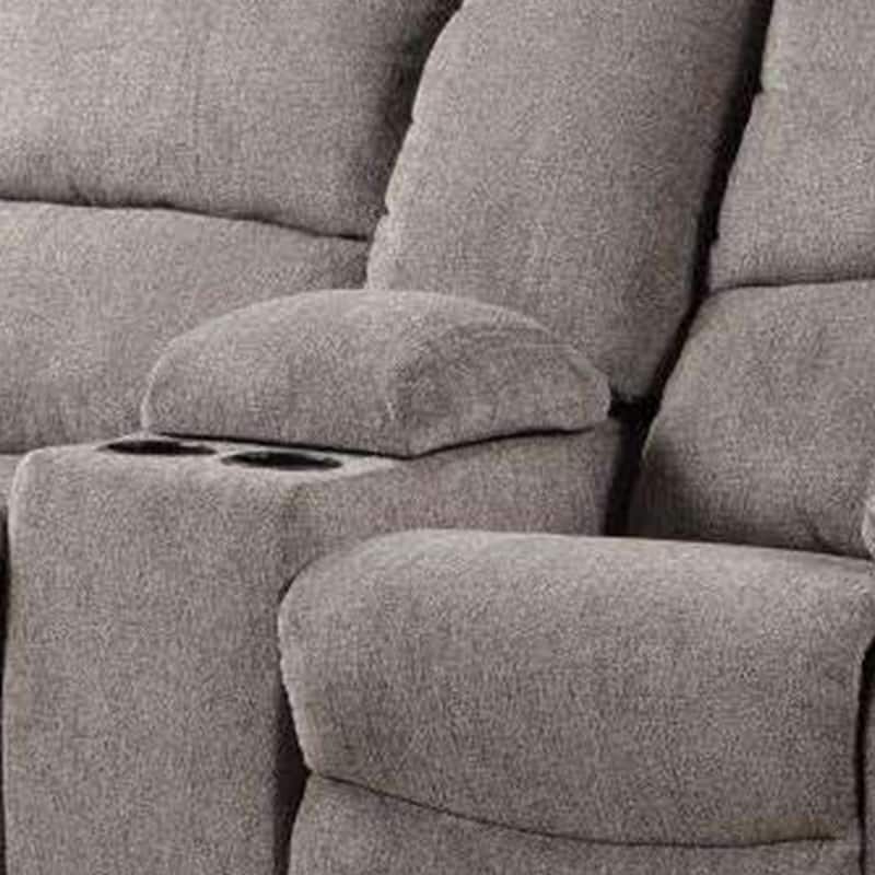 Cem Manual Reclining Loveseat, Pillow Tufted, Mocha Gray Chenille