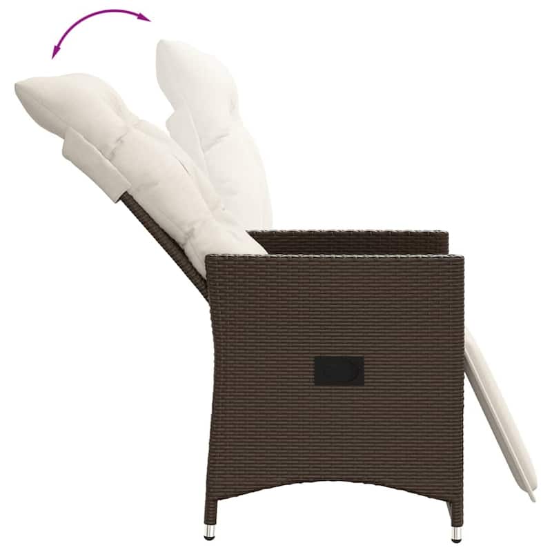 vidaXL Reclining Patio Chairs with Cushions Armchair Outdoor Seating Poly Rattan