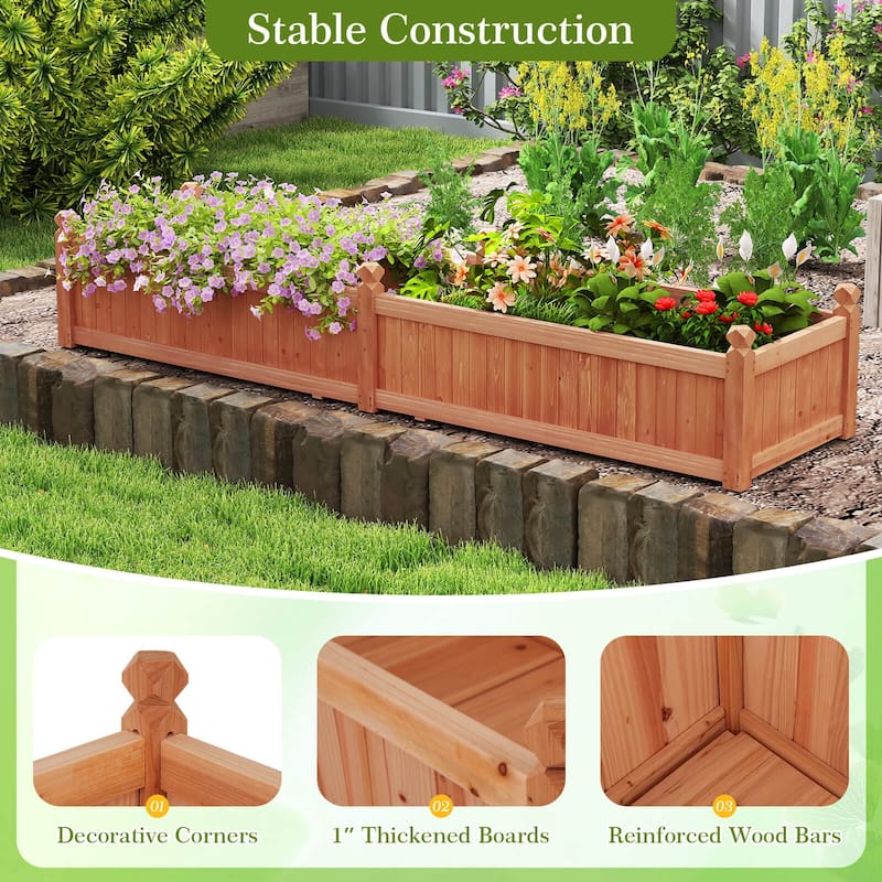 Costway Wooden Raised Garden Bed Outdoor Rectangular Planter Box with - See Details