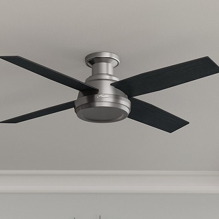 Hunter Fan Dempsey Collection 52 Inch Low Profile Brushed Nickel Ceiling Fan With 4 Black Chocolate Oak Reversible Blades Overstock 12453171
