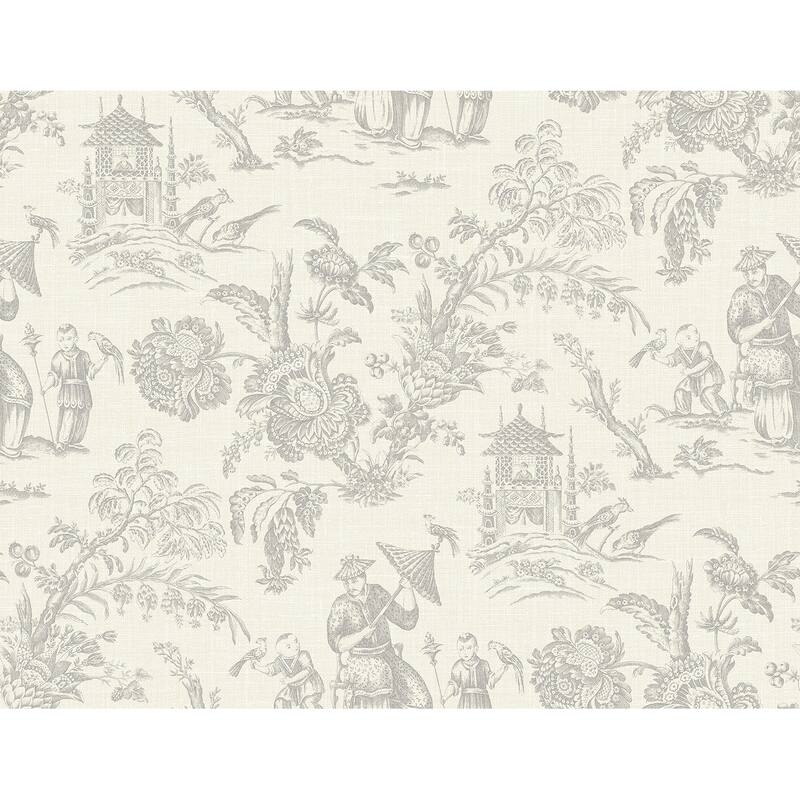 Seabrook Designs Colette Chinoiserie Nonwoven Unpasted Wallpaper - 27 in. W x 27 ft. L - French Grey