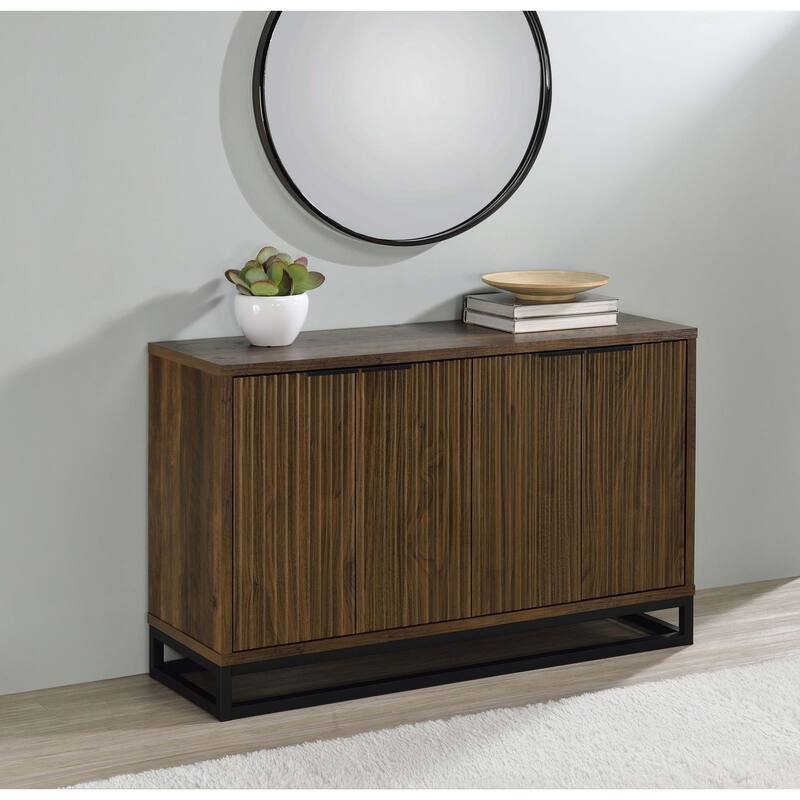 Ryatt 4-Door Engineered Wood Accent Cabinet Dark Pine