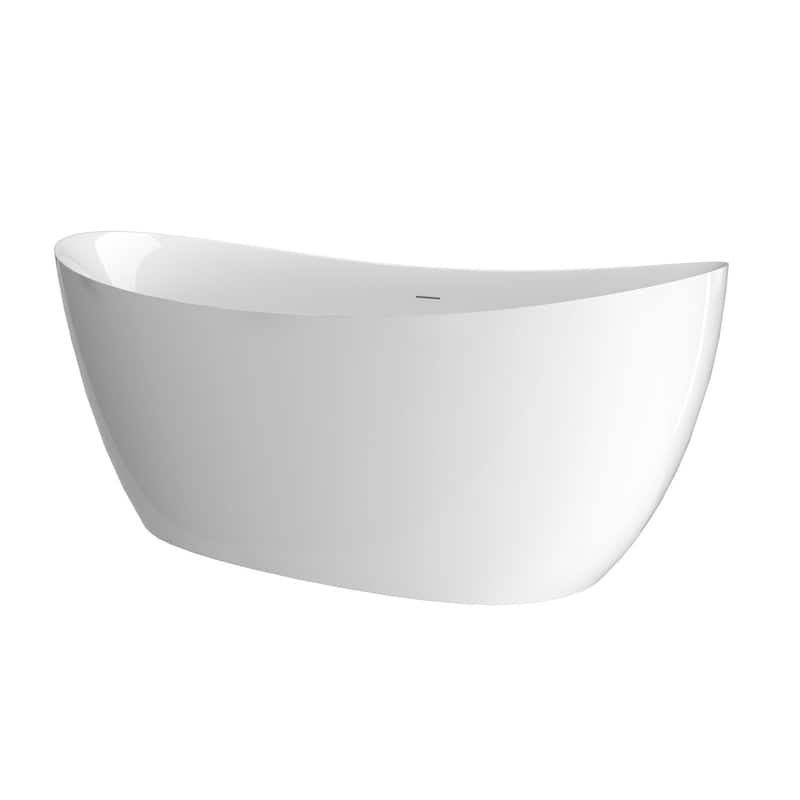 63 in. x 31 in. Acrylic Freestanding Soaking Bathtub in Gloss White - 31" x 63"