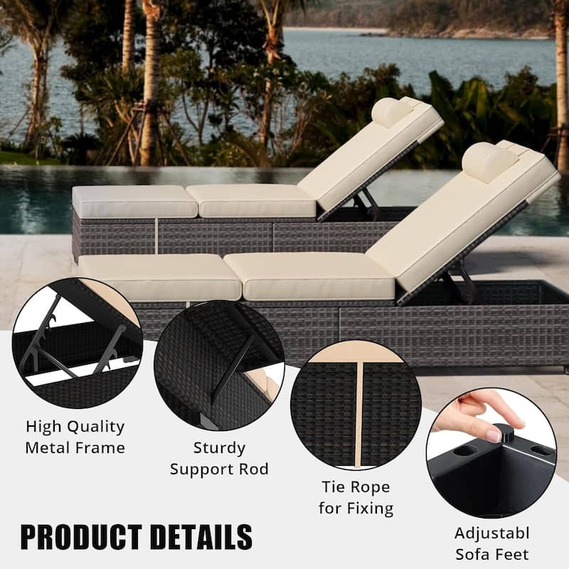 Chaise Lounge Chair Outdoor Set of 2