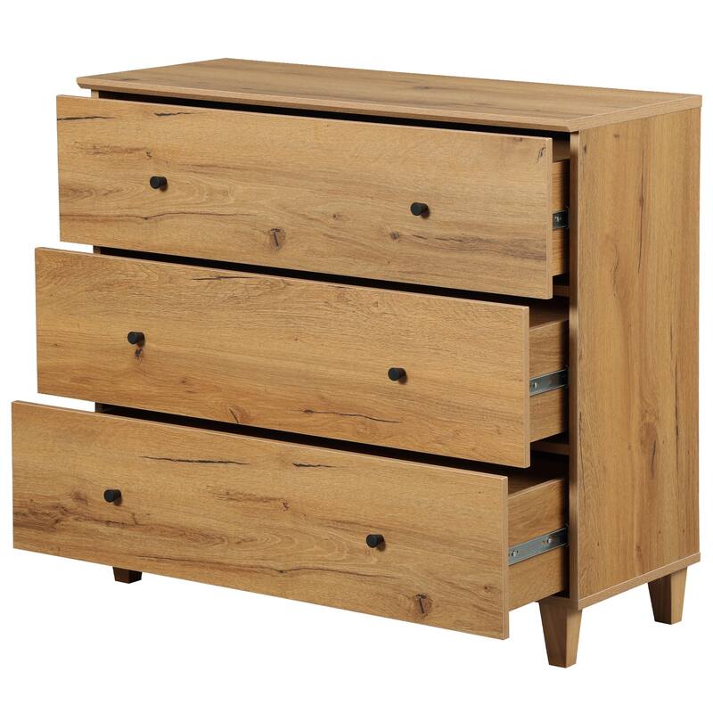 WAMPAT Dresser with 3 Drawers, 35.4" Wide Chest of Drawer for Bedroom