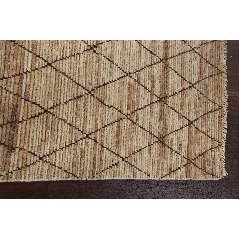 Trellis Moroccan Oriental Hallway Runner Rug Hand-knotted Wool Carpet - 3'3" x 10'1"