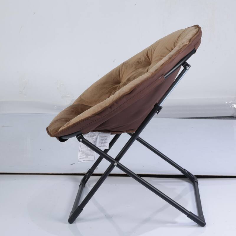 Comfy Folding Saucer Chair for Bedroom, Faux Fur Lounge Moon Chair with Sturdy Metal Frame, Oversized Plush Flower