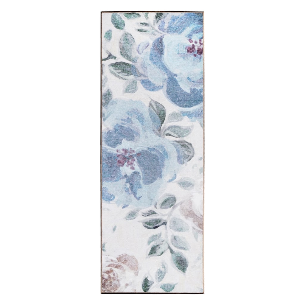 My Magic Carpet Sasha Floral Cream Blue Machine Washable Rug
