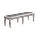 preview thumbnail 2 of 4, 60 Inch Sparkling Silver Grey Faux Leather Dining Bench with Wood Frame - 60 L x 17 W x 19 H Inches