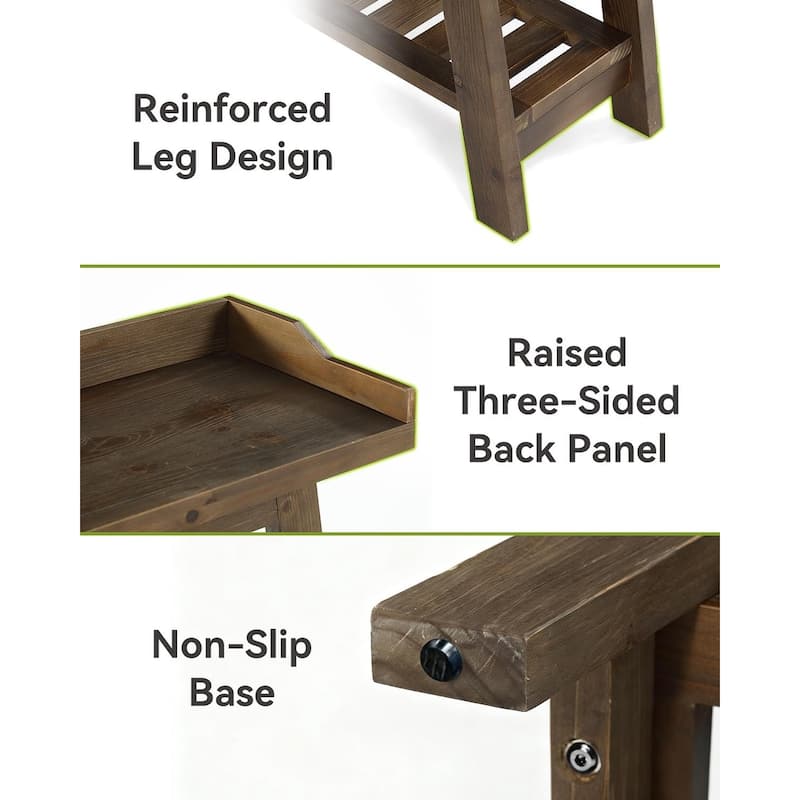 45 Inch Solid Wood Console Entryway Table, 3-Tier Narrow Sofa Tables with Storage - 45.28" L x 13.78" W x 36.22" H