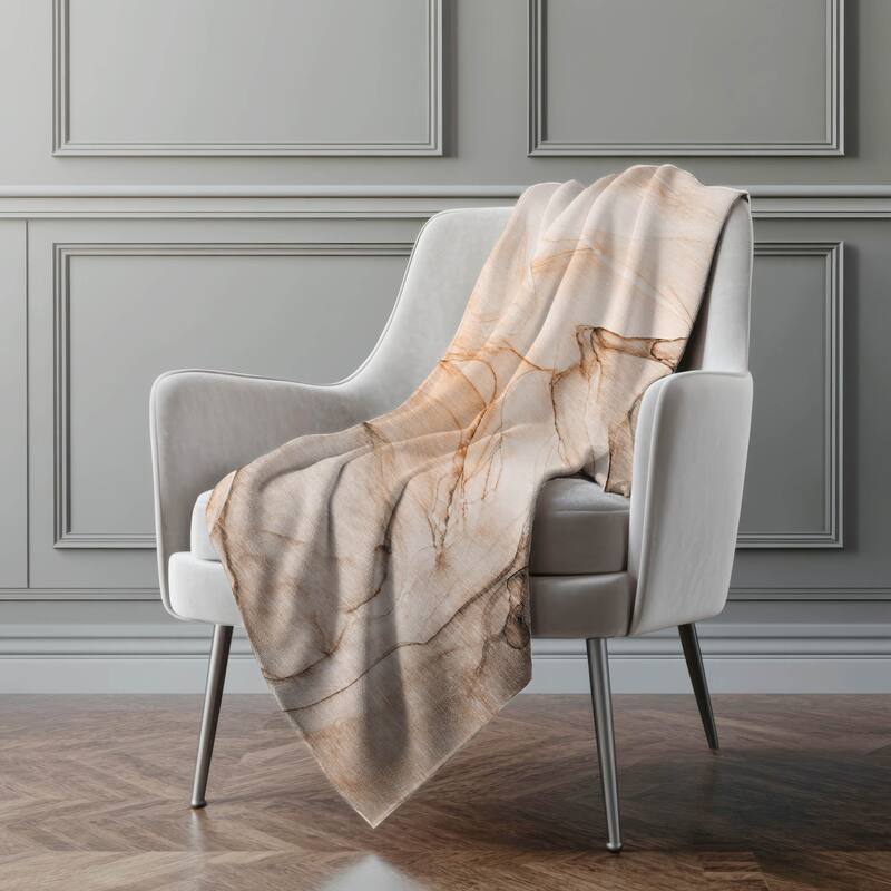 Premium Machine Washable Abstract Contemporary Sherpa Throw Blanket - Orange - 4'2" x 5'10"