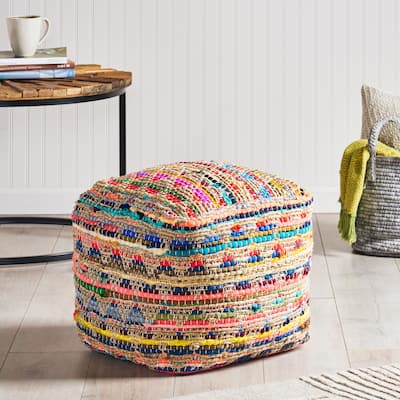 Bokchito Handcrafted Boho Fabric Cube Pouf by Christopher Knight Home