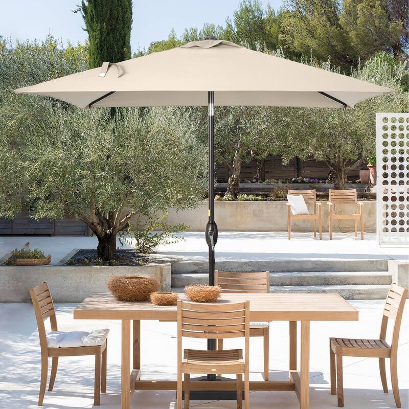 LIVOOSUN 6.5×6.5FT Square Patio Umbrella with UPF50+, Tilt Function, and Wind-Resistant Design——Experience Outdoor Comfort - Sand