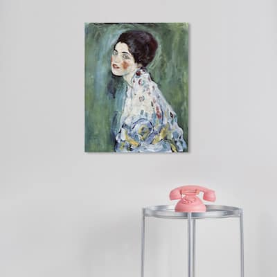 Wynwood Studio Canvas Fashion Gustav Klimt - Portrait of a Lady Green and Dark Green Modern & Contemporary Wall Art Canvas Print
