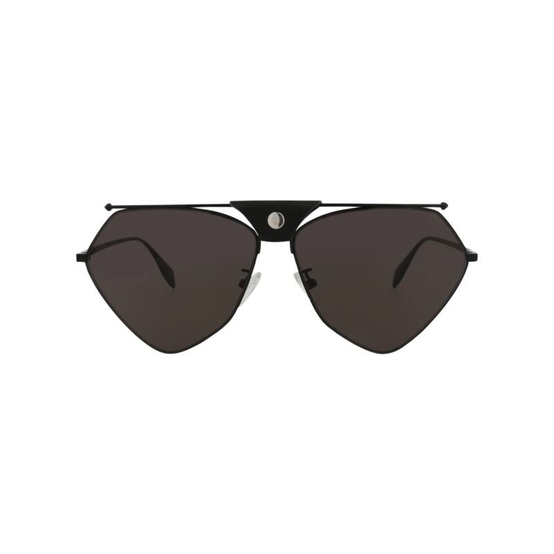 Alexander McQueen Aviator-Frame Metal Sunglasses - Black Black Grey - Black - Grey Lens