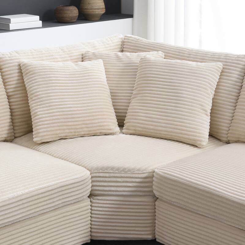 Convertible L Shaped Sectional Sofa Corduroy Corner Couch
