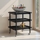 preview thumbnail 2 of 4, Rubberwood 3-Tier Bar Cart on Casters with Removable Tray/Shelf - 18.5"L x 23.62"W x 26.38"H