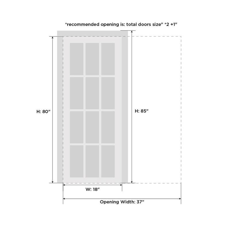 SartoDoors Planum 2102 | Interior French Doors French Door | Solid Wood w/ Glass | Hardware Set | 18x80, Oak
