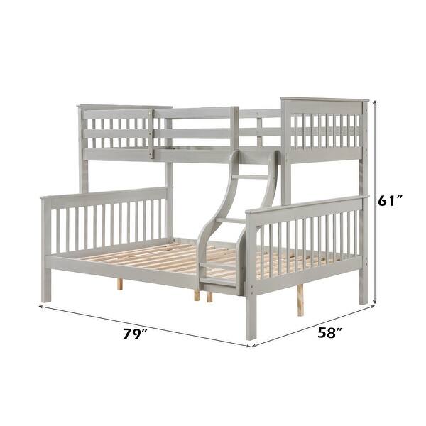 Twin/Full Pine Wood Bunk Bed with Slat System and Ladder - Gray - Bed ...