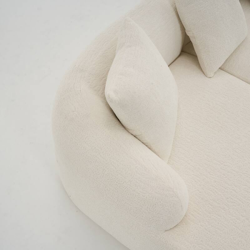 L-Shaped Sectional Sofa with Curved Chaise, Chenille Boneless Cloud Sofa, Modular 4-Seater Sofa with 4 Throw Pillows