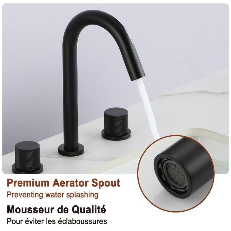 Mondawe Deck Mounted 8 Inch Widespread Double-Handle Bathroom Faucet in Brushed Nickel for Bathroom, Vanity, Laundry
