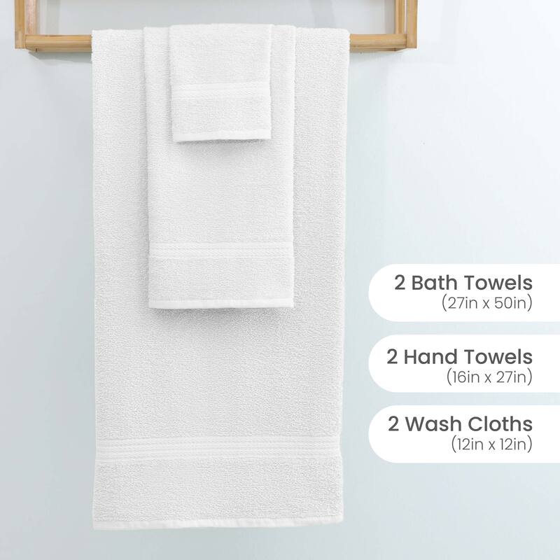 Superior Miami 100% Cotton 6-Piece Towel Set - Lightweight & Quick Drying