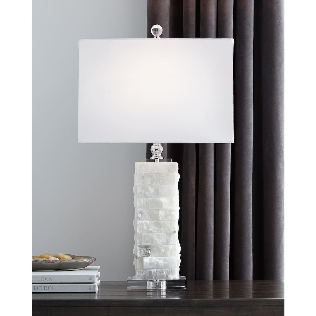 Malise 27 Inch Alabaster Table Lamp - White - 15" W x 9" D x 27" H