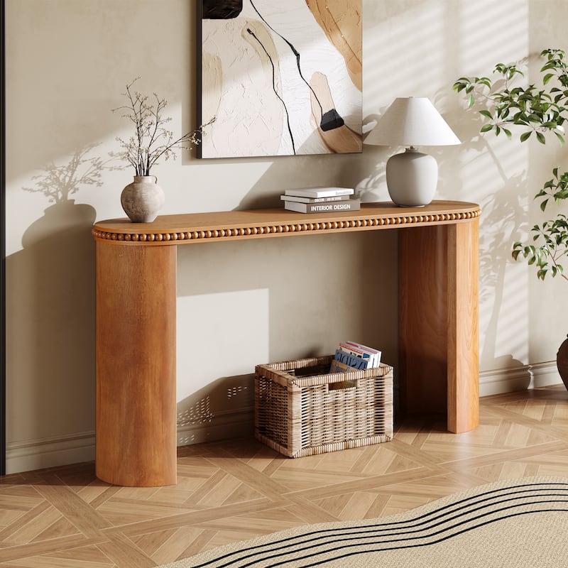 Mirod Vintage Console Table with Beaded Trim and Reversible Curved Legs