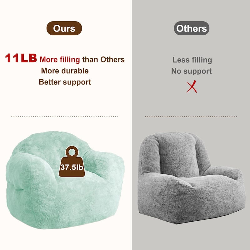 39/51" High-Density Foam Bean Bag Sofa Chair with Armrests