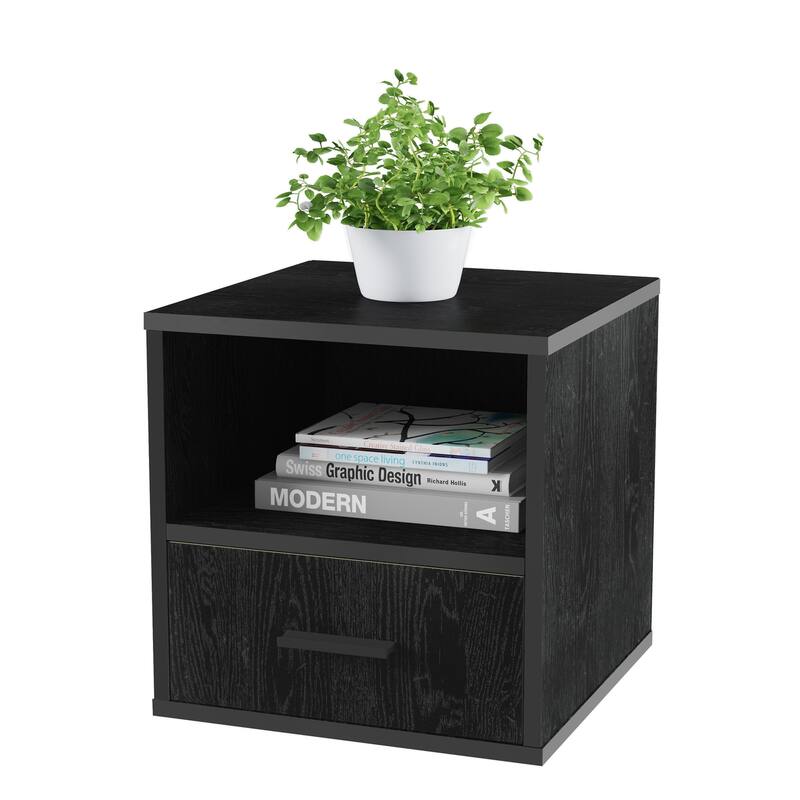 Hastings Home Cube End Table with Drawer - 15.75" x 16.25" x 15.75"