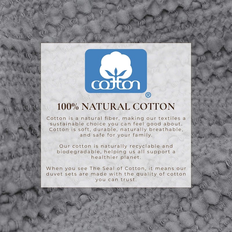 Linery & Co. 100% Cotton Reversible Honeycomb Waffle / Percale Duvet Cover Set