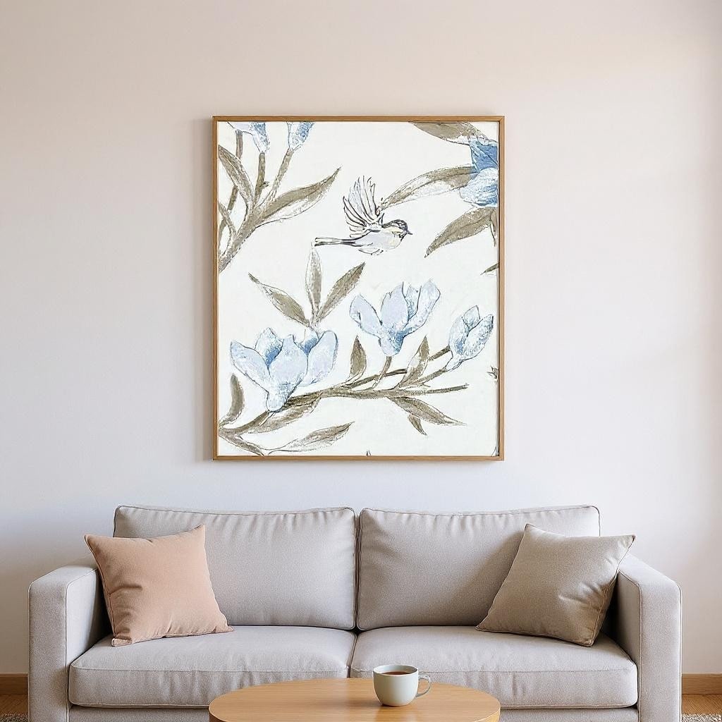 HomeRoots Set Of Two Blue Flower Beauty Brown Framed Wall Art