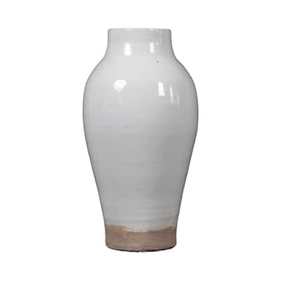 Artissance 10" White Vintage Style Vase With Big Opening - 5" L x 5" W x 10" H