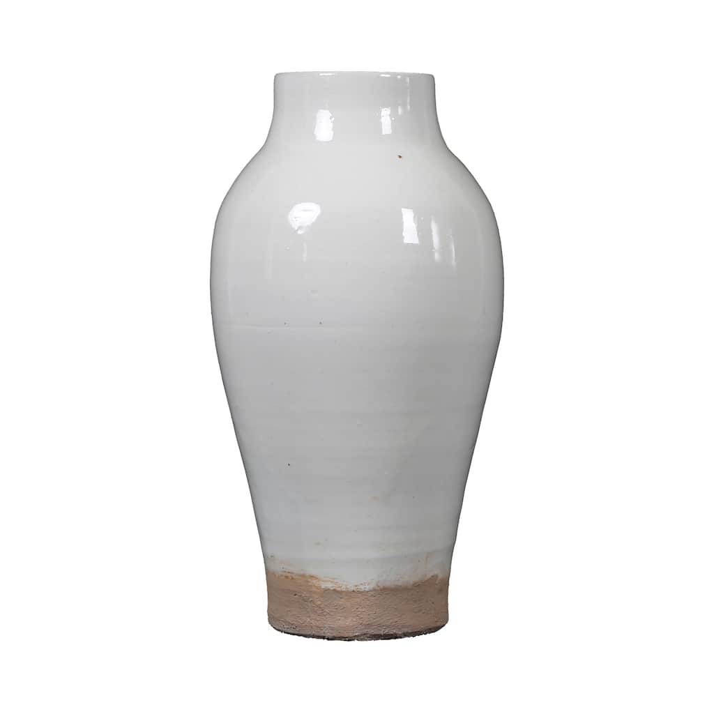 Artissance 10" White Vintage Style Vase With Big Opening - 5" L x 5" W x 10" H