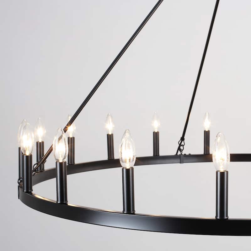 20-Light Foyer Farmhouse Wagon Wheel Chandelier for Dining Room Entryway Kitchen Island