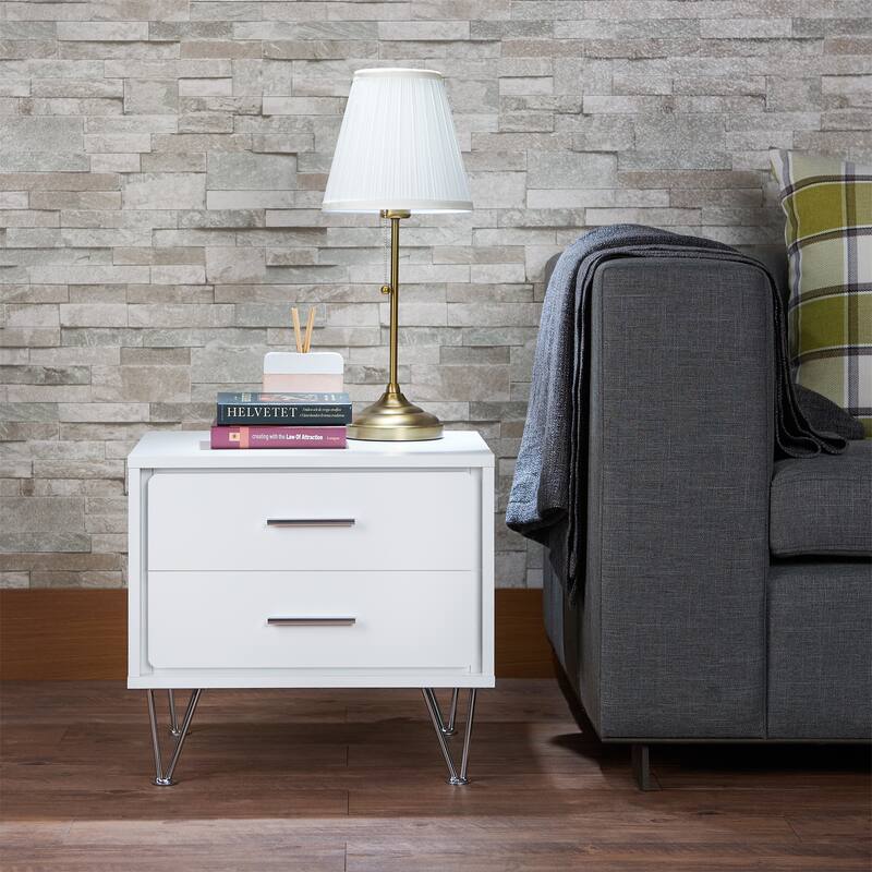 Charming Wooden Night Table with Dual Drawers for Stylish Bedroom