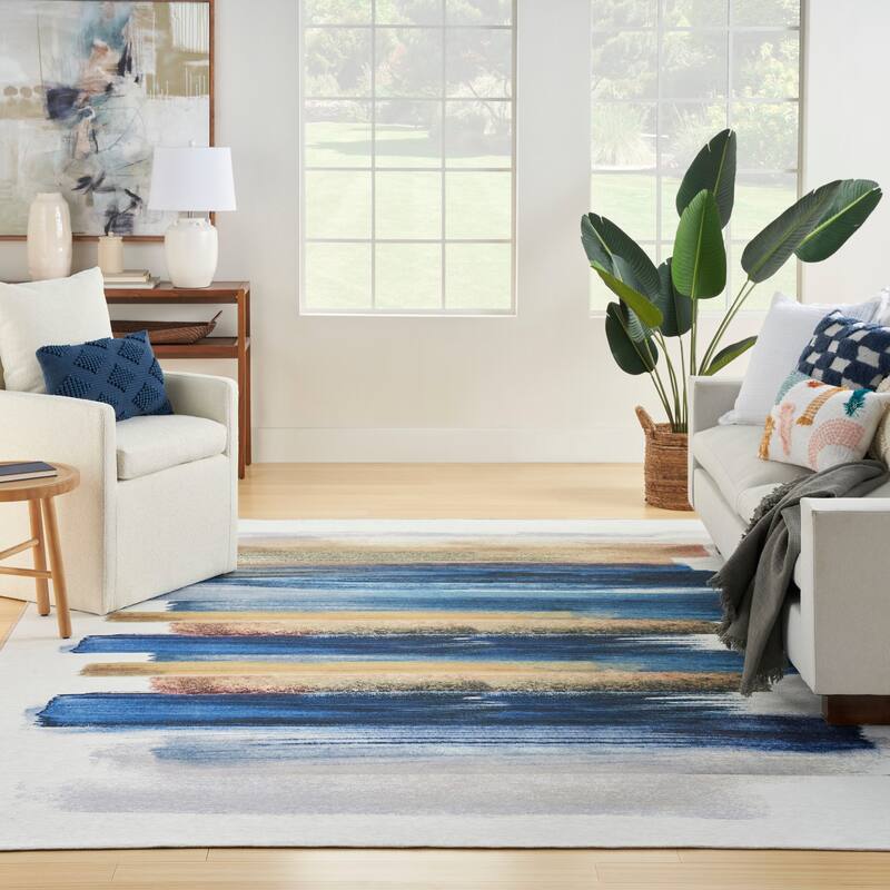 Nourison Washables Indoor Multicolored Abstract Area Rug