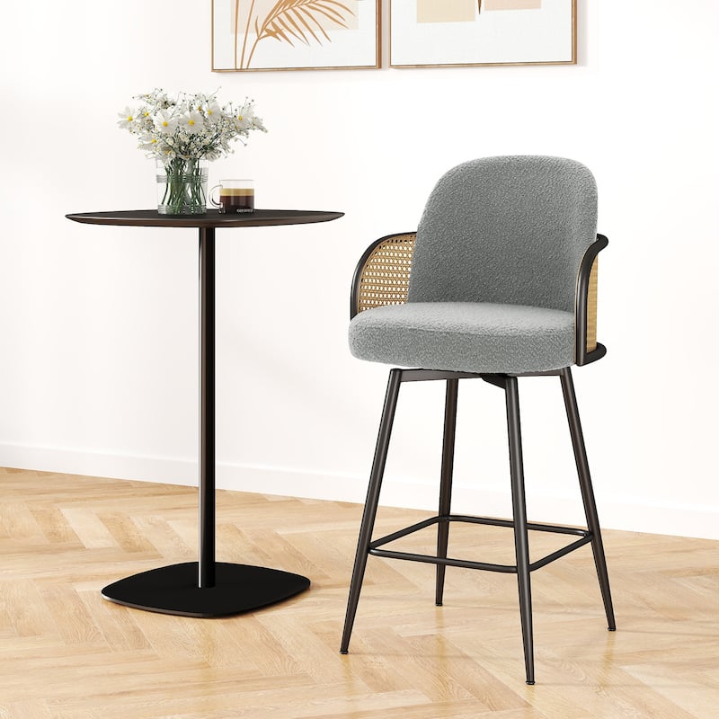 26" Swivel Boucle Fabric Upholstered Bar Stool - 38.2"H x 21.5"W x 23.2"D