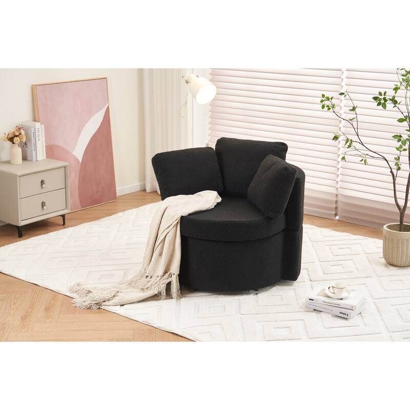 Swivel And Storage Chair With Back Cushion For Living Room
