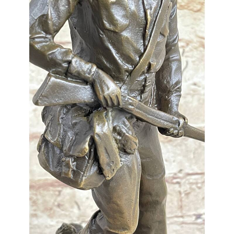 Bronze Marble Statue Sheriff Us Marshall Gun Wild West Pony Express Gun Decor