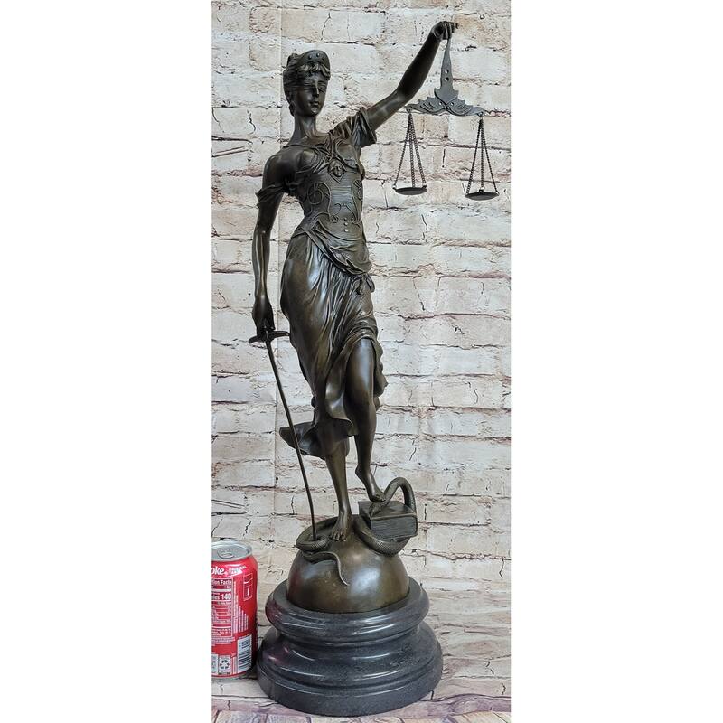 25 Inches Tall Large Blind Justice By Mayer Hot Cast Handcrafted Sculpture Marble Figu