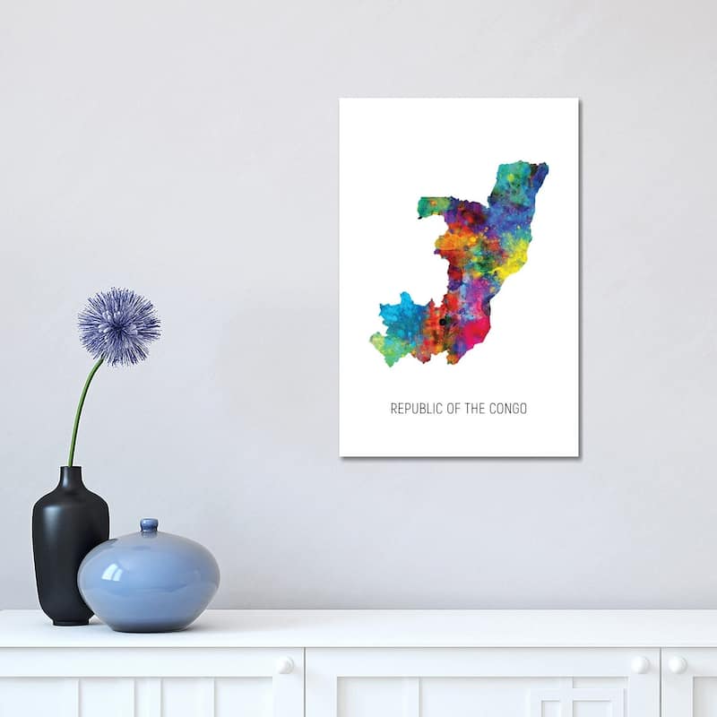 iCanvas "Republic Of The Congo Map" by Michael Tompsett Canvas Print - 18x12x1.5