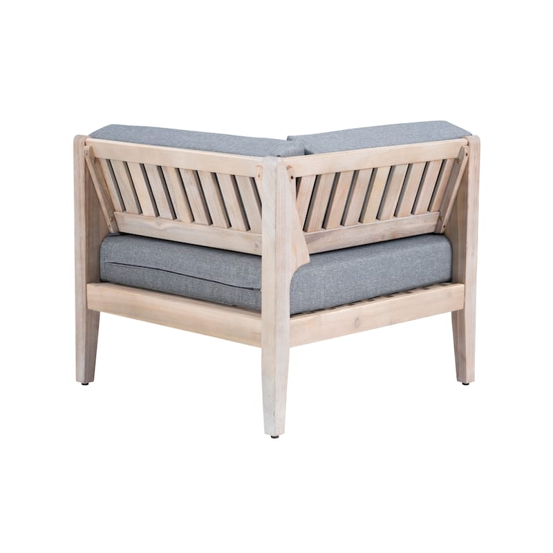 Sayre Outdoor Acacia Corner Chair with Cushion