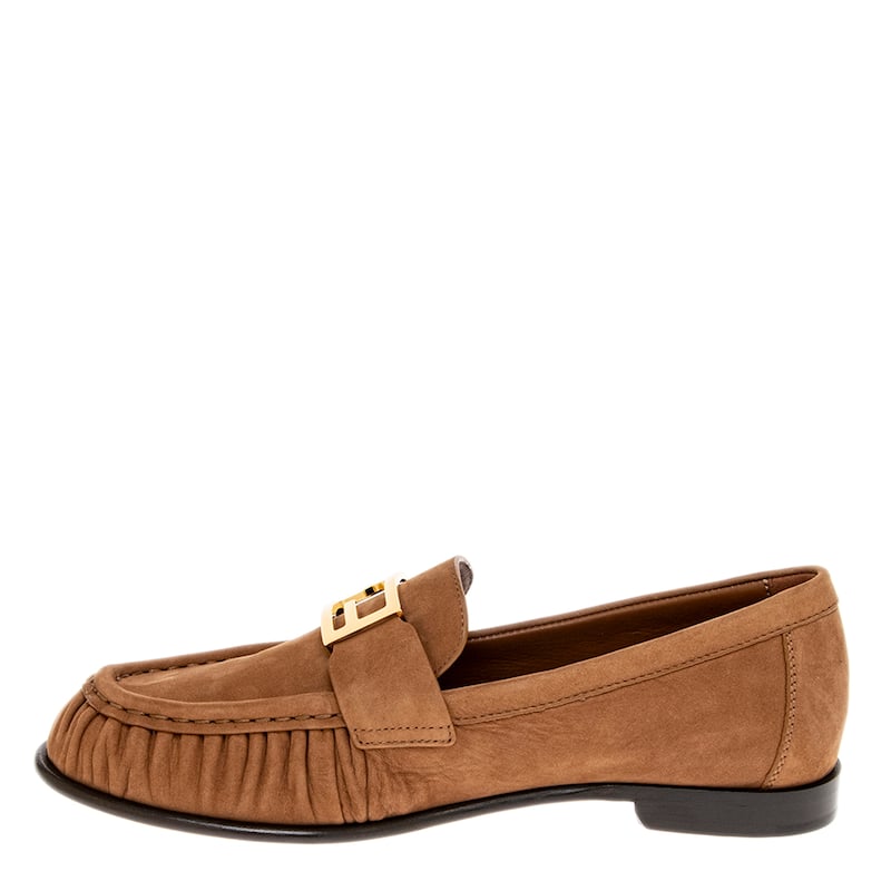 Fendi Baguette Nubuck Leather Loafers