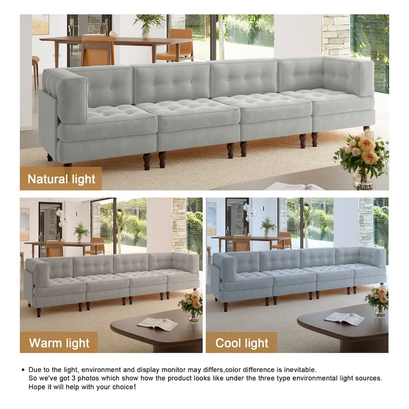 Oversized Modular Sectional Corduroy Fabric Tufted Sofa