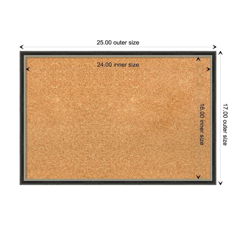 Theo Narrow Wood Framed Natural Corkboard Bulletin Board - Theo Black Silver Narrow - Board Size 24x16