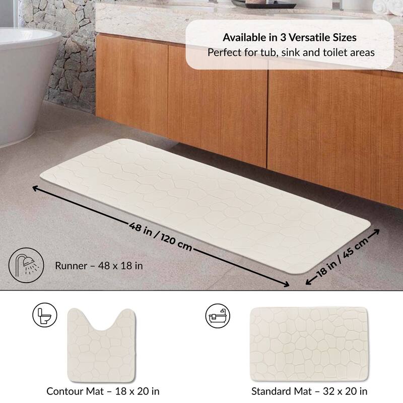 Memory Foam Runner Bath Mat Pebble Design 48x18