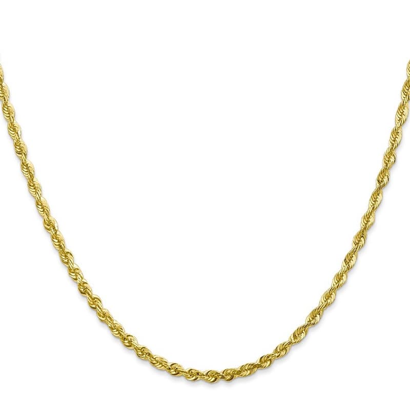 Curata 10k Yellow Gold 2.75mm Sparkle Cut Extra Lite Rope Chain Bracelet