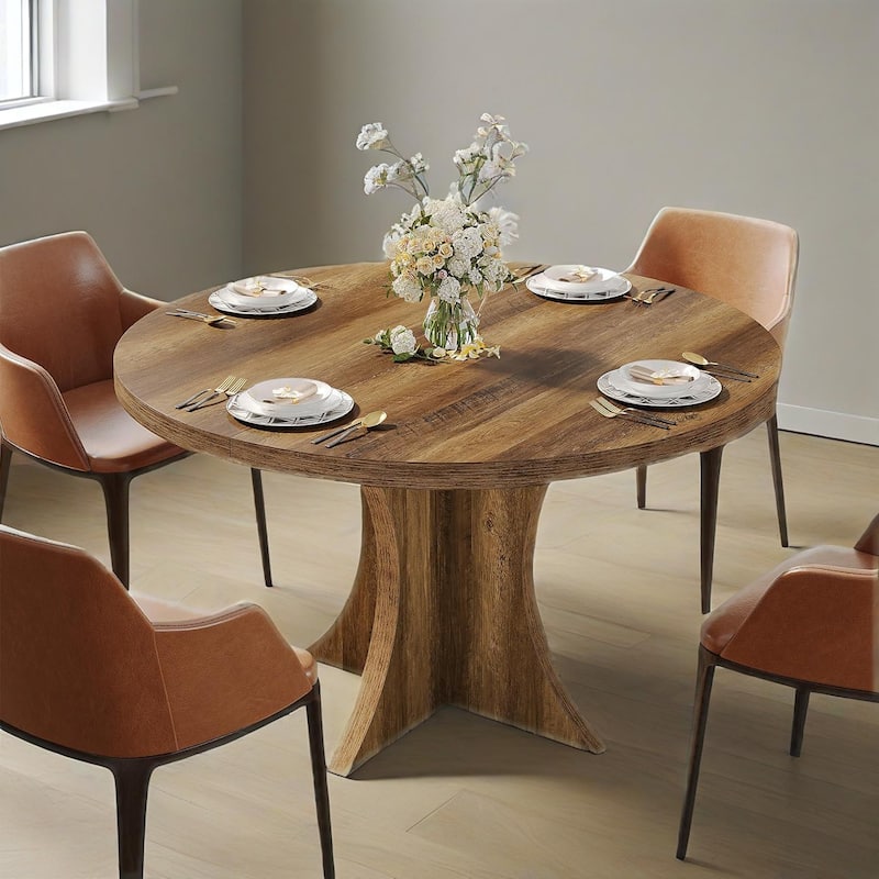 47” Round Particle Board Kitchen Dining Table Perfect to 4-6 People for Meals or Games - 47.24”L x 47.24”W x 29.92”H